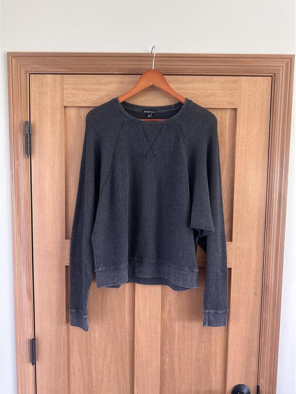 Beyond Yoga With The Band Pullover Waffle Crewneck Sweatshirt Washed Black Large - Picture 2 of 12